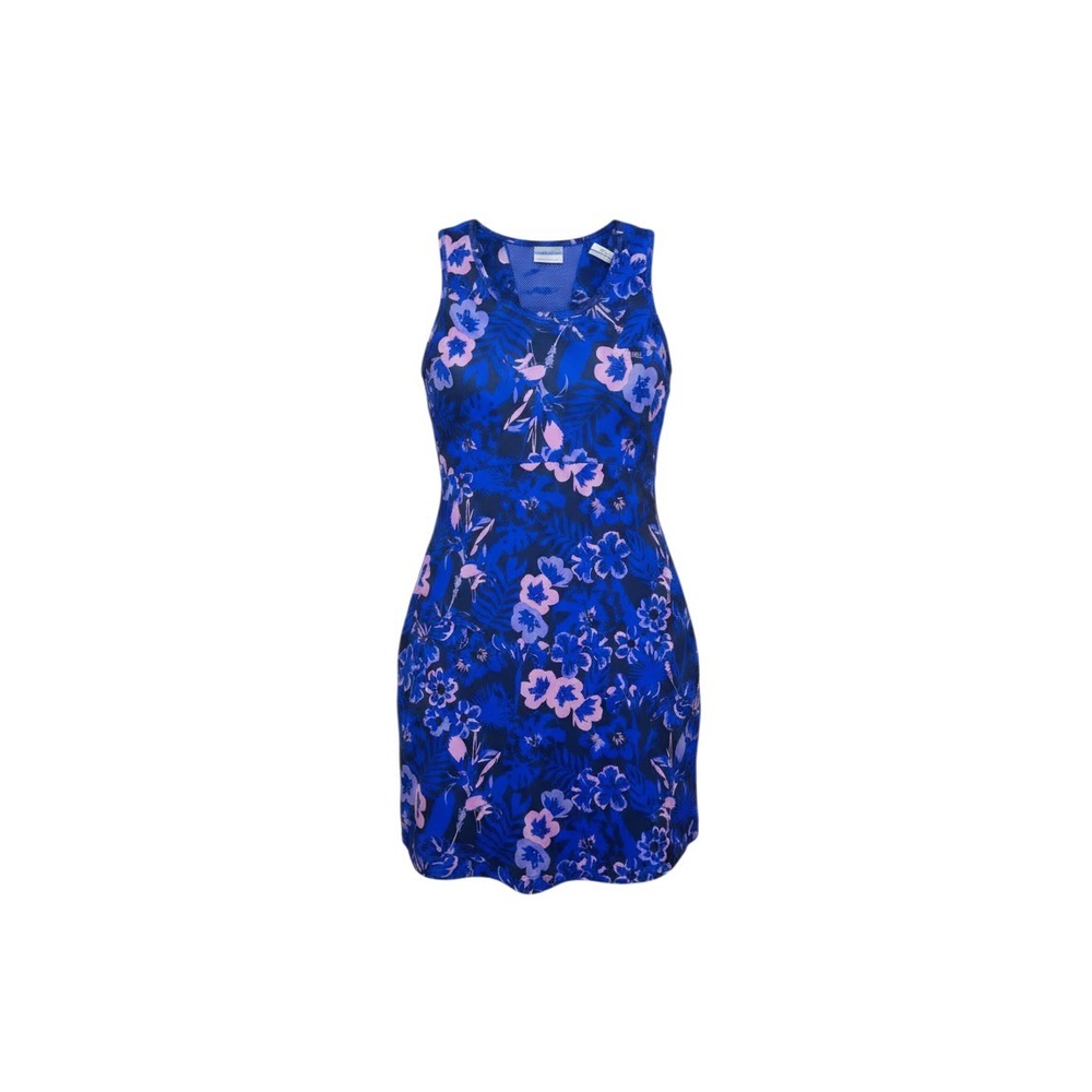 Columbia Freezer III Dress Womens Medium Blue Tropical Floral Mesh Racerback M